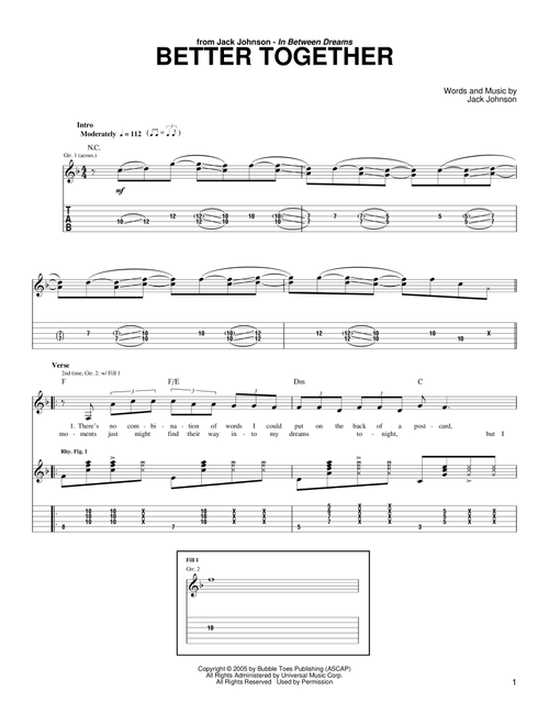 Better Together - Jack Johnson (Guitar Tab)