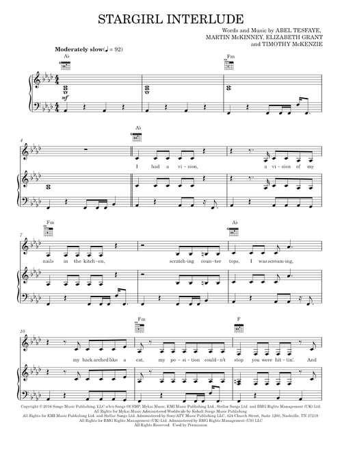 Stargirl interlude - The Weeknd (Piano-Vocal-Guitar)