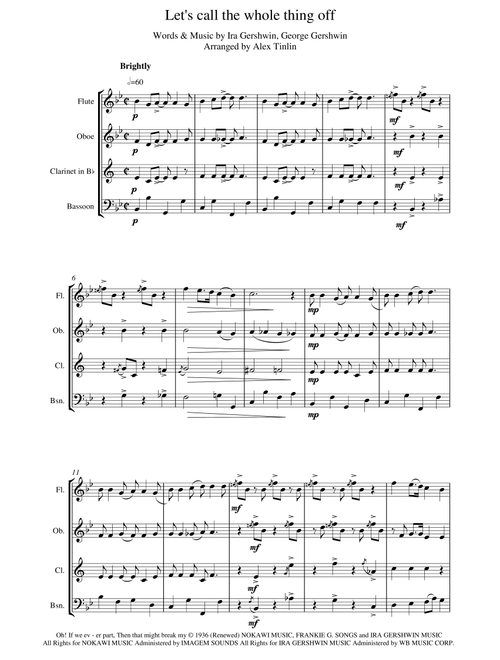 Let's Call The Whole Thing Off (Arr. Alex Tinlin) - Ira Gershwin, George Gershwin (Woodwind Ensemble)