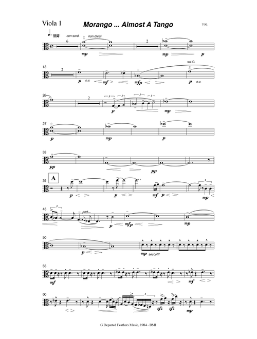 Morango ... almost a tango (1984 string orchestra) Viola 1 part - Thomas Oboe Lee (Small Ensemble)