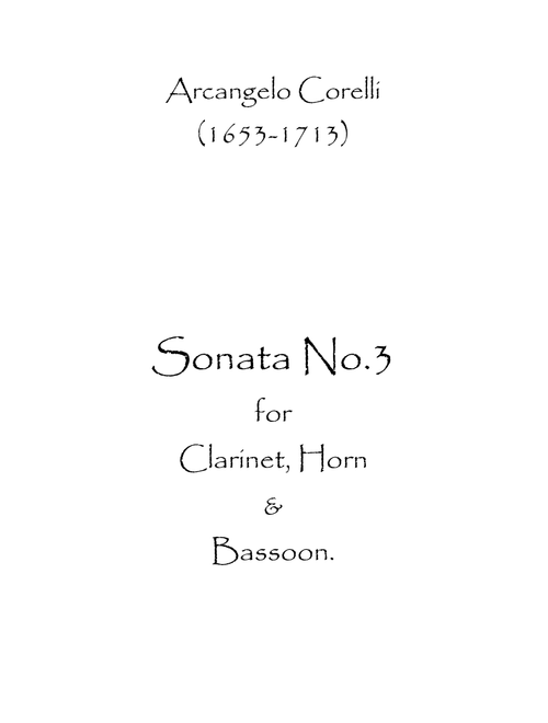 Sonata No.3 (Arr. Spence Bundy) - Arcangelo Corelli (Small Ensemble)