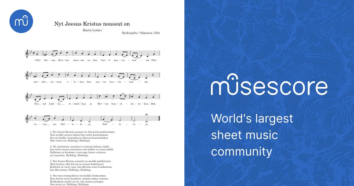 Nyt Jeesus Kristus noussut on Sheet music for Synthesizer (Solo