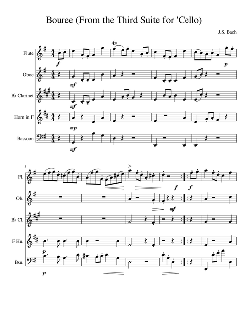 Bouree (From the Third Suite for 'Cello)