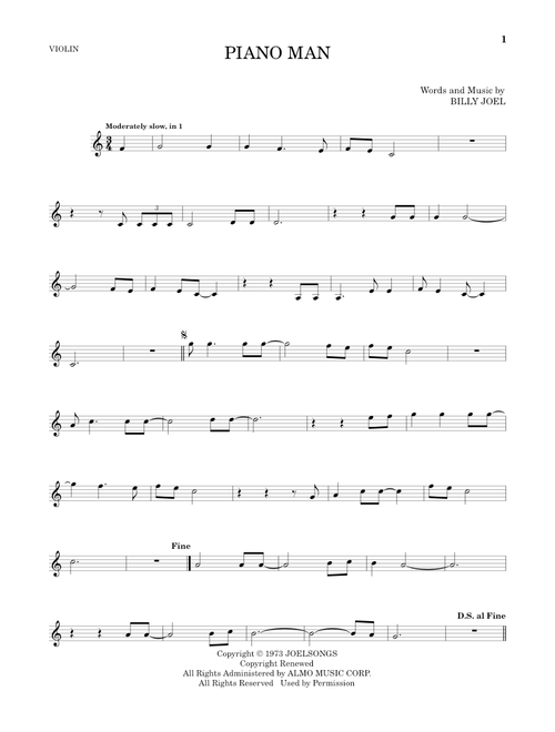Piano Man - Billy Joel (Violin Solo)