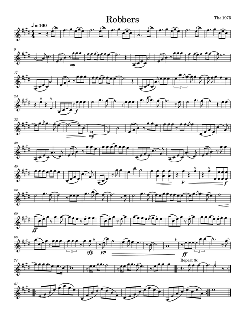 Robbers (Arr. Julia Mills) - The 1975 (Violin Solo)