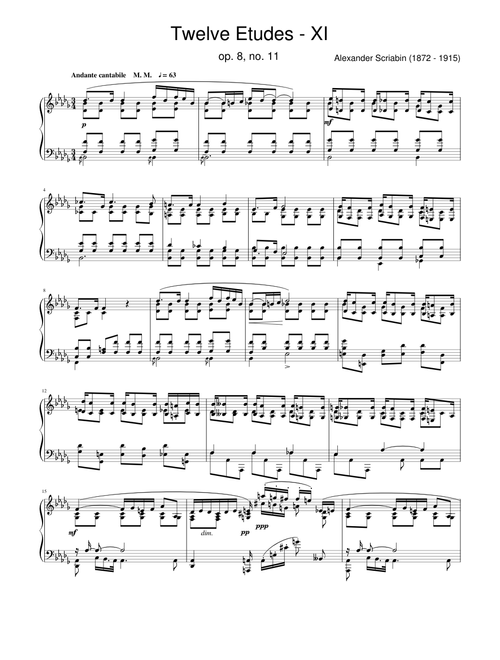 Scriabin - Twelve Etudes, op. 8 no. 11