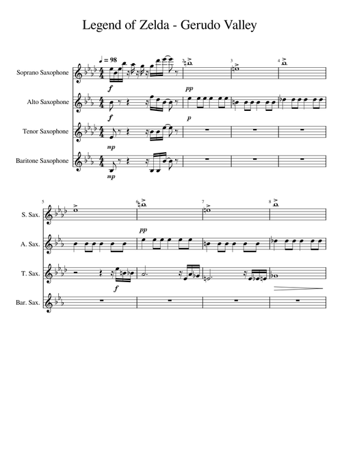 Legend of Zelda - Gerudo Valley (Sax Quartet)