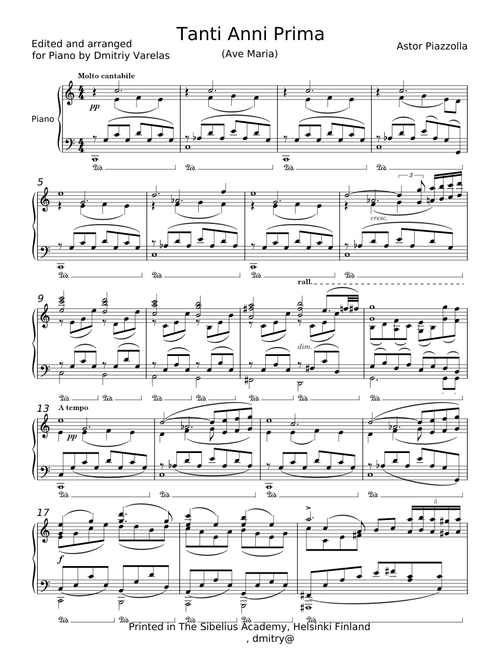 Tanti anni prima - Astor Piazzolla