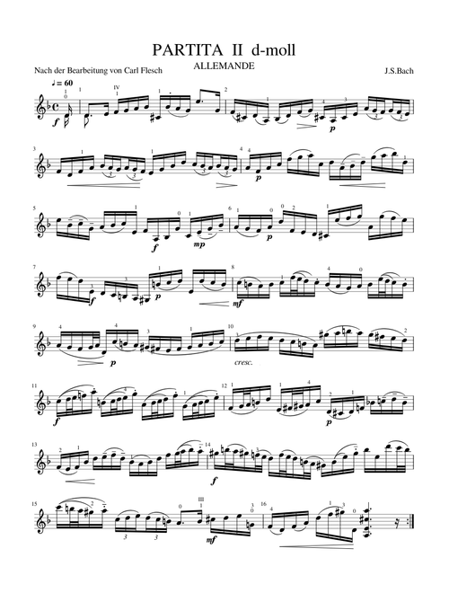 Bach Partita 2 d moll Allemande & Gigue bearbeitet von C Flesch