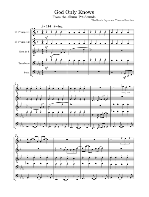 God Only Knows for Brass Quintet