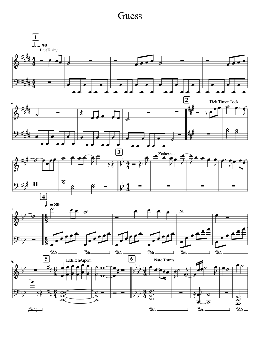 Guess the song/game/anime and more Sheet music for Piano (Solo ...