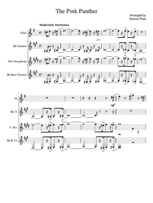 The Pink Panther – Henry Mancini The Pink Panther – WoodWind quintet