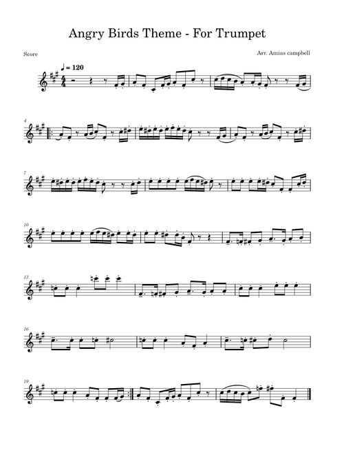Angry Birds Theme, Arr. for Trumpet