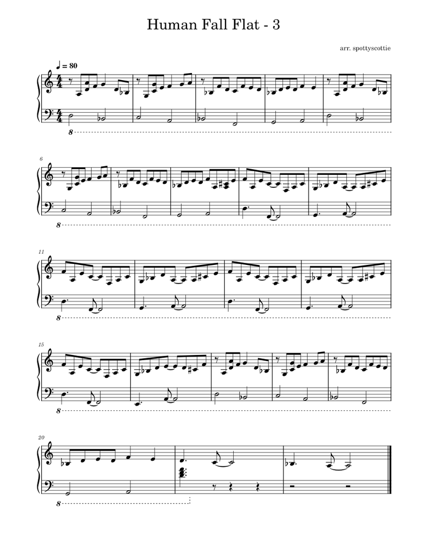 Human Fall Flat Unknown track Sheet music for Piano (Solo
