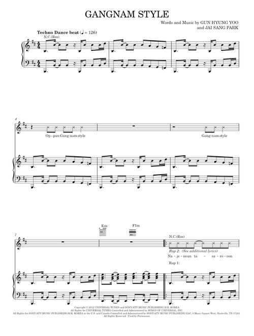 Gangnam style - PSY (Piano-Vocal-Guitar)