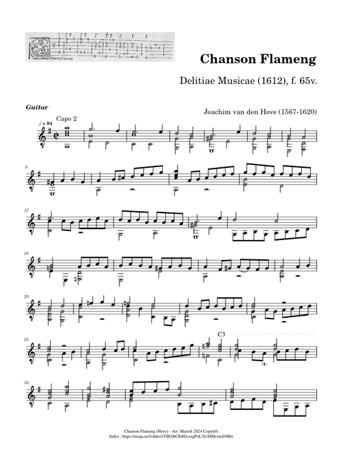 Chanson Flameng - Joachim van den Hove (1567-1620)