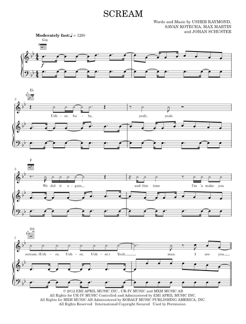Scream - Usher (Piano-Vocal-Guitar)