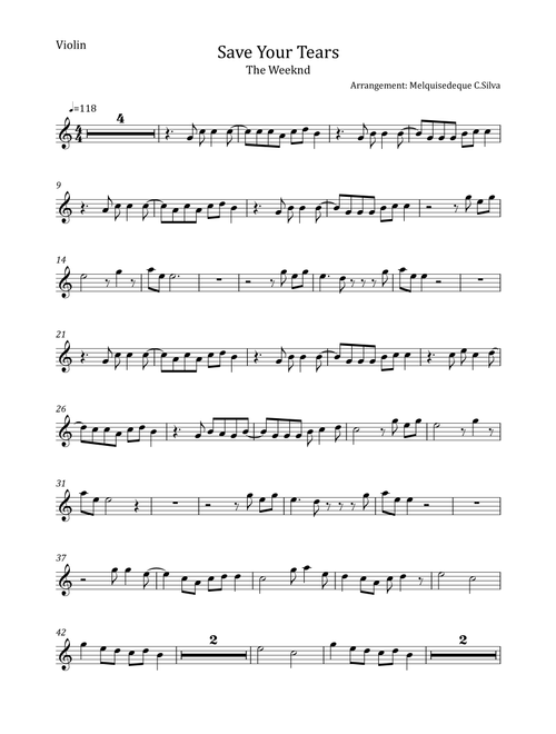 Save Your Tears (Arr. Melquisedeque C.Silva) - The Weeknd (Violin Solo)
