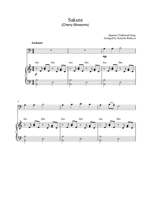 Sakura (Cherry Blossoms) (Arr. Kaiserin Rebecca) - Japanese Traditional Song (Cello and Piano)