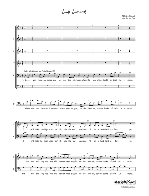 Loch Lomond (Arr. Rochus Paul) - Traditional (Choral, SATB)