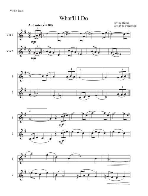 What'll I Do (Arr. P. R. Frederick) - Irving Berlin (Violin Duet)