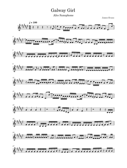 Galway girl – Ed Sheeran Alto Saxophone