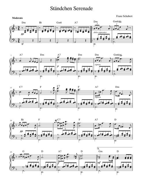 Ständchen Serenade (arrangement piano + accords)