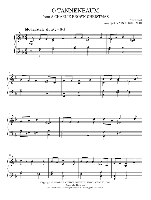 O tannenbaum - Vince Guaraldi (Easy Piano)
