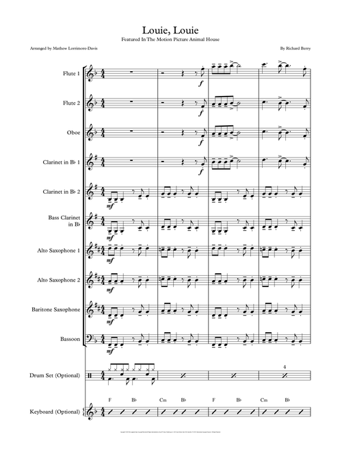 Louie, Louie (Arr. Mathew Lorrimore-Davis) - Kingsmen (Woodwind Ensemble)