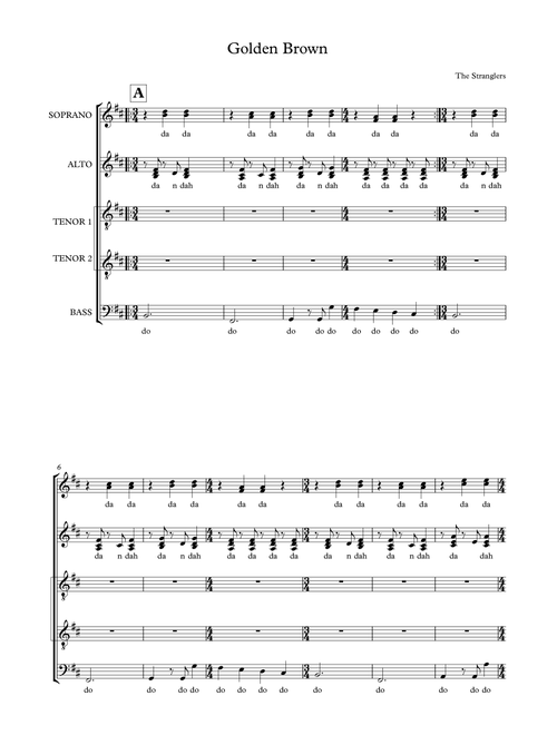 Golden Brown (Arr. Erin Murphy) - The Stranglers (Choral, Mixed)