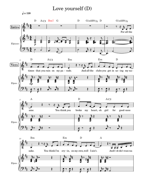 Love yourself (alternative arr.) – Justin Bieber