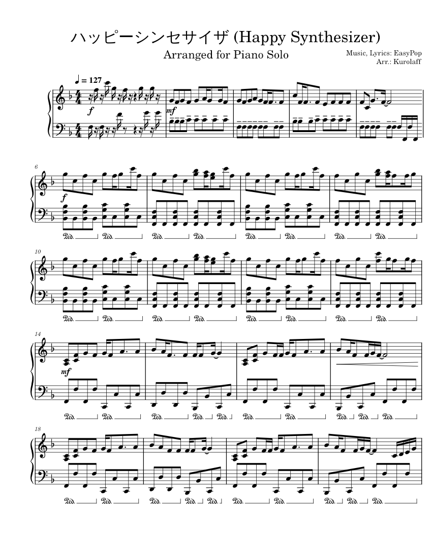 ハッピーシンセサイザ (Happy Synthesizer) - EasyPop Sheet