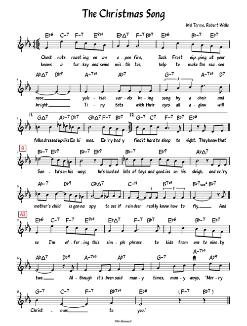 The Christmas Song (Lead sheet with lyrics )