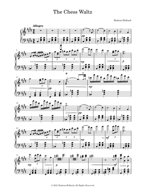 The Chess Waltz - Original Piano Piece - Change Audio [UCG Score]