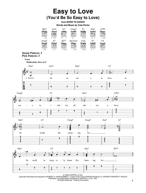 Easy To Love (You'd Be So Easy To Love) - Cole Porter (Easy Guitar with TAB)