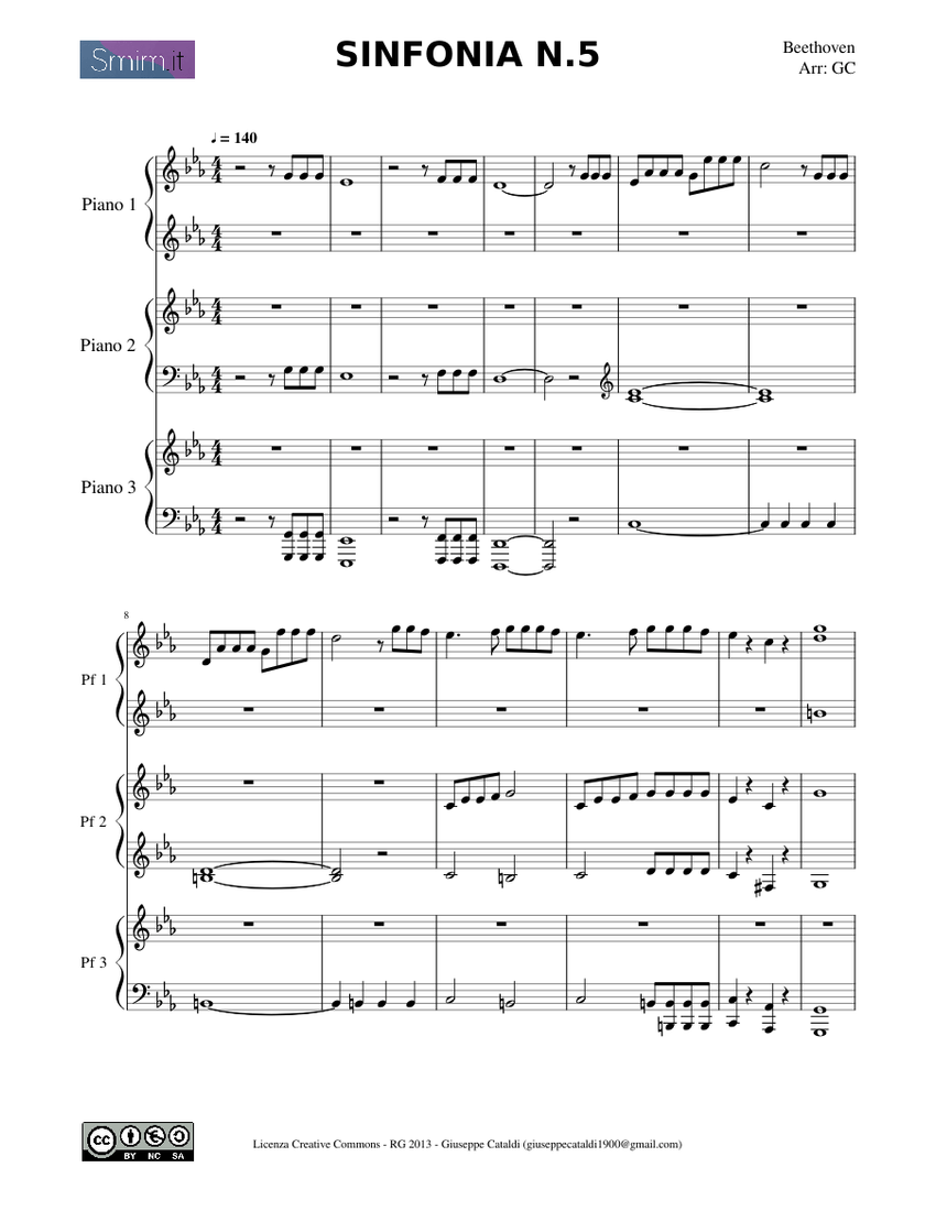 Symphony No.5 (Beethoven) Sheet Music for Piano (Piano Trio