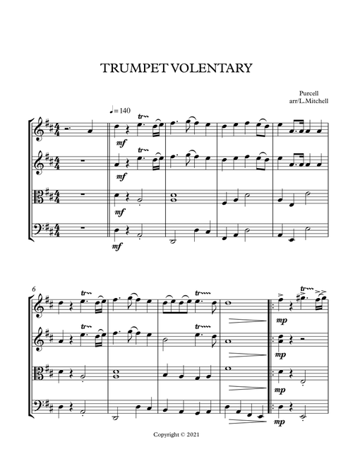 TRUMPET VOLUNTARY (Arr. Lee Mitchell) - Purcell (String Quartet)
