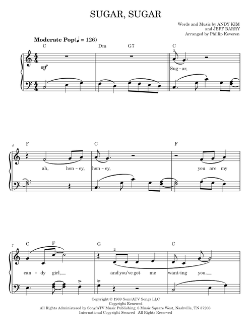 Sugar sugar - The Archies (Easy Piano)