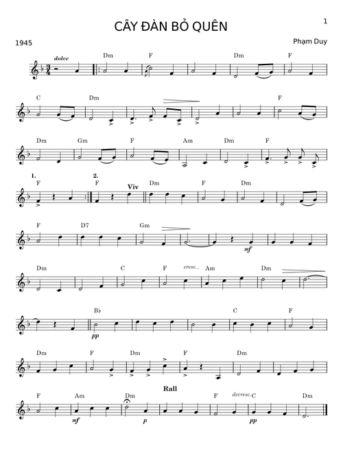 CÂY ĐÀN BỎ QUÊN - Phạm Duy