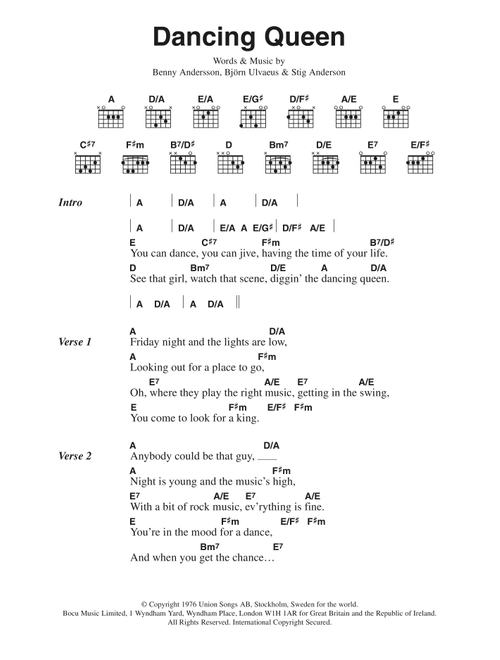 Dancing Queen - ABBA (Guitar Chords-Lyrics)