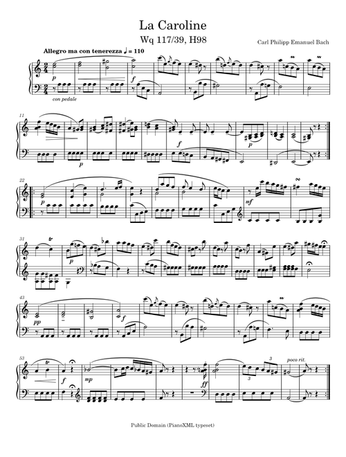 CPE Bach: La Caroline H98