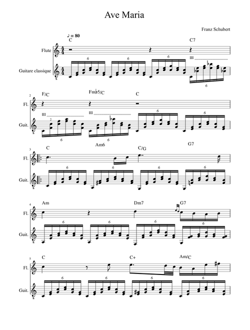Ave Maria Schubert flute guitare