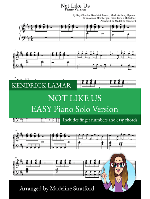 Not Like Us (Arr. Madeline J Stratford) - Kendrick Lamar (Easy Piano)
