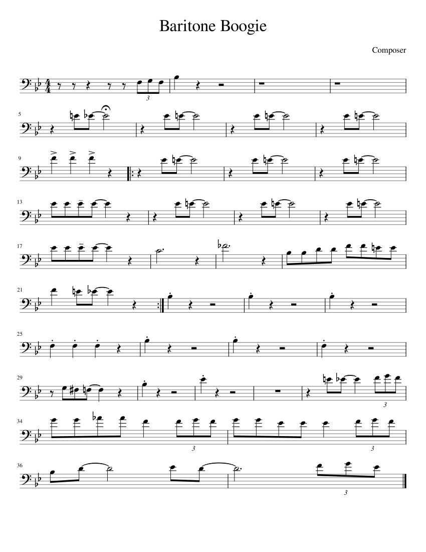 Baritoneboogie Sheet Music For Euphonium Solo 