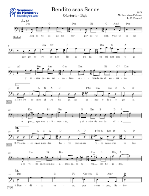 Bendito seas Señor - Francisco Palazón (Bajo)