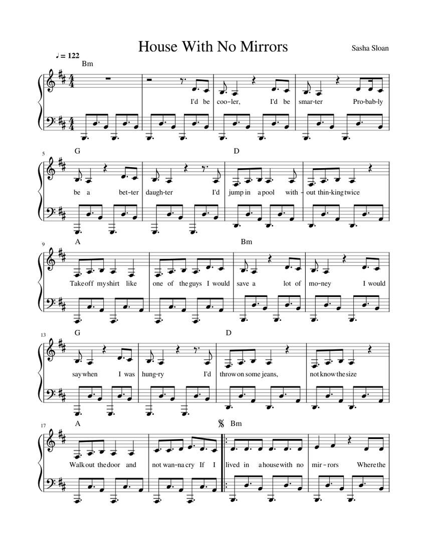 House With No Mirrors piano tutorial