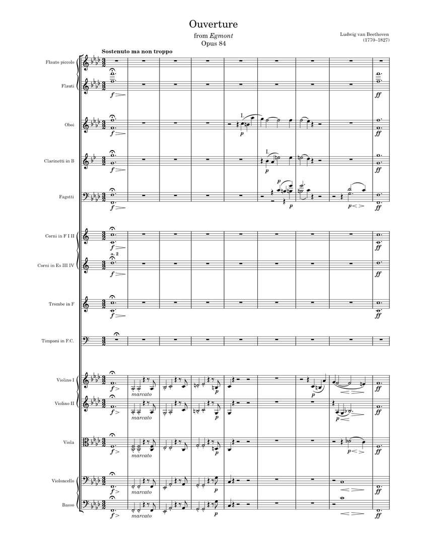 Egmont Ouverture Opus 84 – Beethoven Sheet Music for Flute piccolo