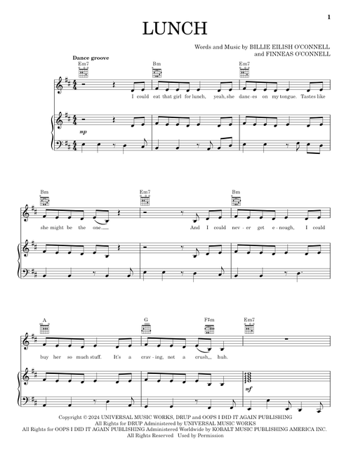 LUNCH - Billie Eilish (Piano-Vocal-Guitar)