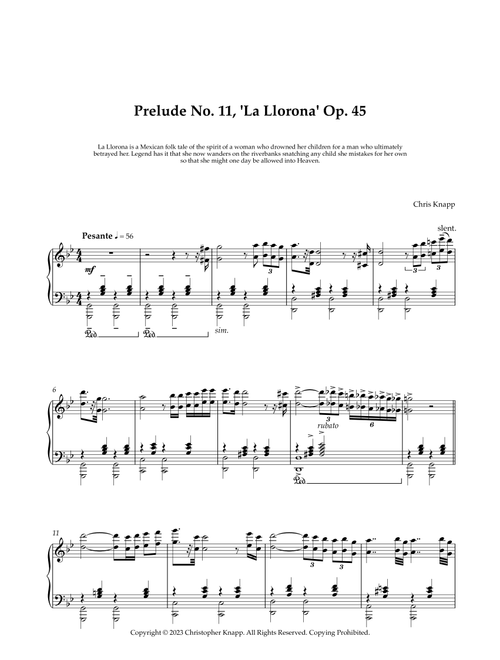 Prelude No. 11, 'La Llorona' Op. 45 - Chris Knapp (Piano Solo)