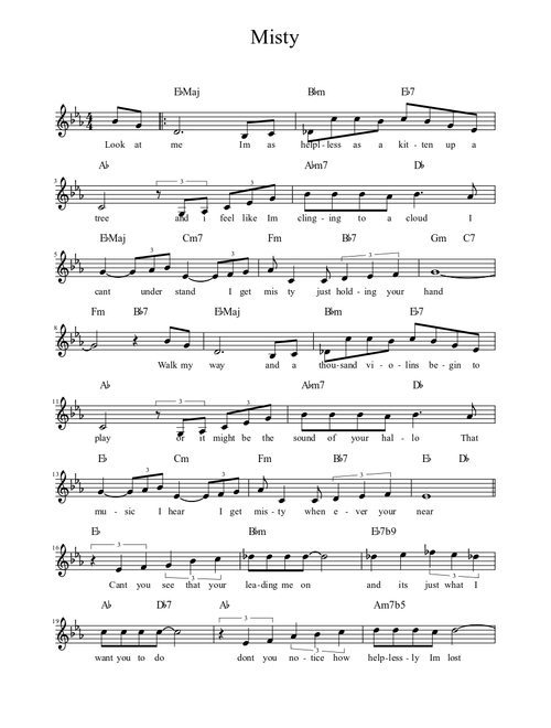 Misty w. lyrics and chords
